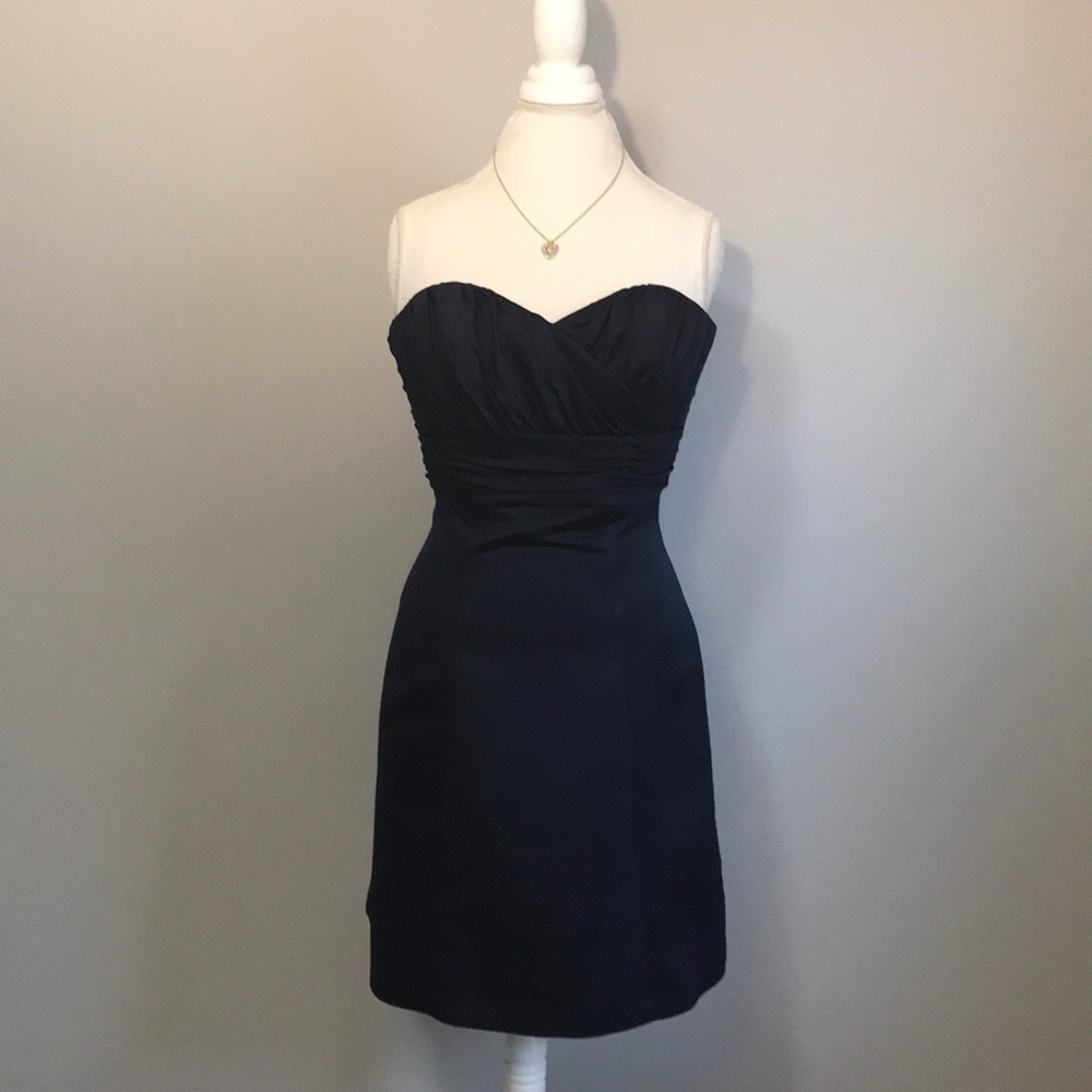 Navy blue strapless dress